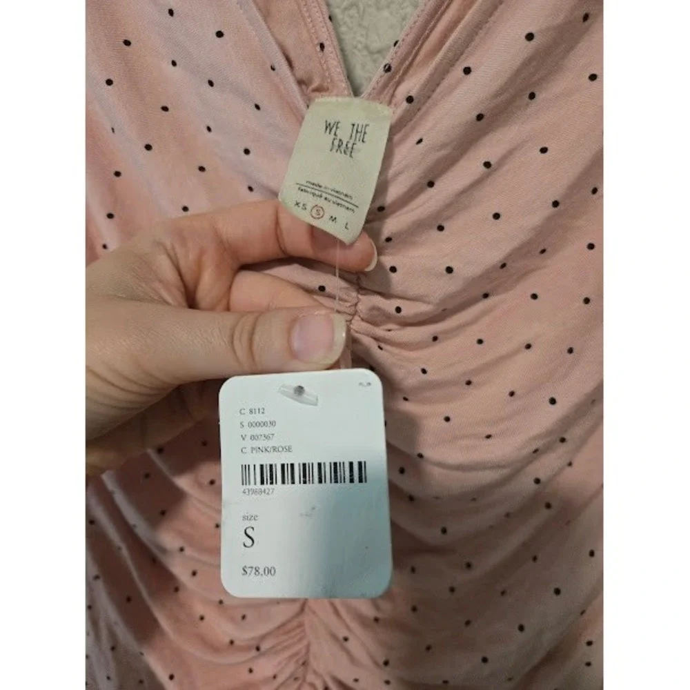 Free People Pink Polka Dot Blouse